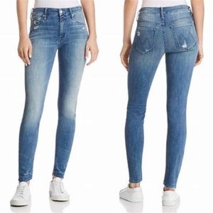 Mother The Looker Crop Zip Ankle Jeans Size 29 Graffiti Girl